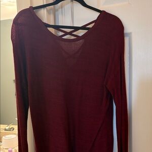 Women's Burgundy Long Sleeve Top